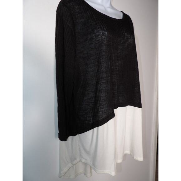 Simple Susan Betro 2X Top Tunic Black White Mixed Media Sweater Career Casual - Picture 3 of 10
